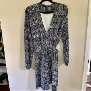 Ava & Aiden Black and White Wrap Dress